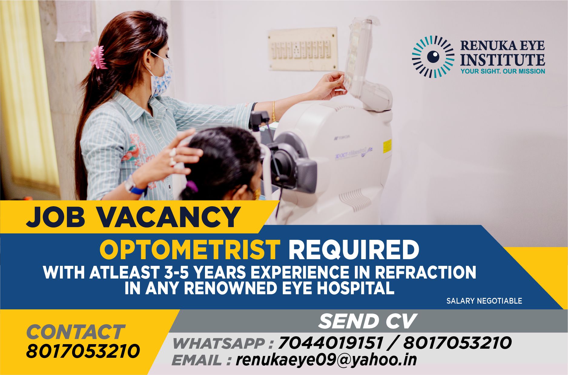 Job Vacancy for Optometrist at Renuka Eye Institute